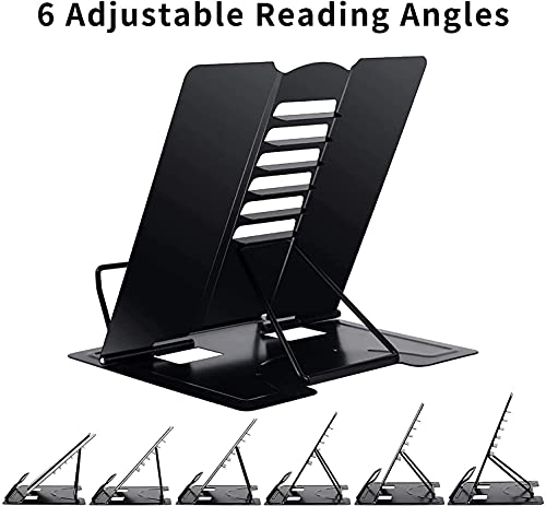 MSDADA 1PC Desk Book Stand Metal Reading Rest Book Holder, Cookbook Holder - color: Black