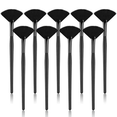 Maitys 9 Pieces Facial Fan Mask Brushes, Full Black - color: Full Black