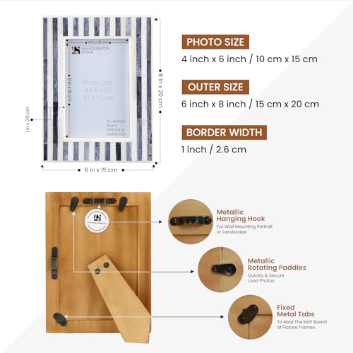 Handicrafts Home Handmade Bone Inlay Grey & White Picture Frame Neutral,5x7 - color: KAYALA-SAJE, size: 4X6