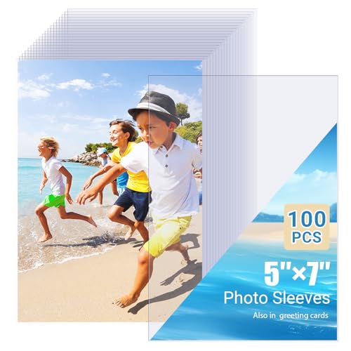 5x7 Soft Sheet Protectors 100 Pack, Clear Top Loading Photo Sleeves, No Holes Photo Protectors, Acid-Free Plastic Photocard Sleeve, Archival Safe & Waterproof - color: 5x7"