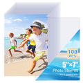 5x7 Soft Sheet Protectors 100 Pack, Clear Top Loading Photo Sleeves, No Holes Photo Protectors, Acid-Free Plastic Photocard Sleeve, Archival Safe & Waterproof - color: 5x7"