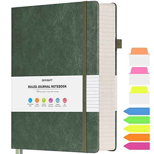 College Ruled Notebook A5, 312 Numbered Pages Diary, Lined Leather Journal - color: Green, size: A5