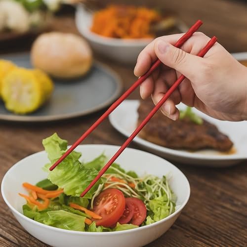 ( Set of 4 ) Kitchen Reusable 9.4 in Non Slip Silicone Cooking Chopsticks, Stainless Steel Core Reinforced, Reusable, Dishwasher Safe, Everyday Use, Camping, Party, Salad, Made in Korea (4 Colors)