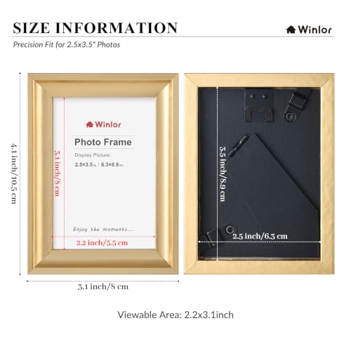 2.5x3.5 Mini Picture Frames Set of 6, Small Polaroid Photo Frame with HD Glass, FSC Certified Eco MDF Wood, Tabletop Desk & Wall Display for Instax Film, Baby Nursery Decor, Wallet Size, Gold - color: Glass-Gold