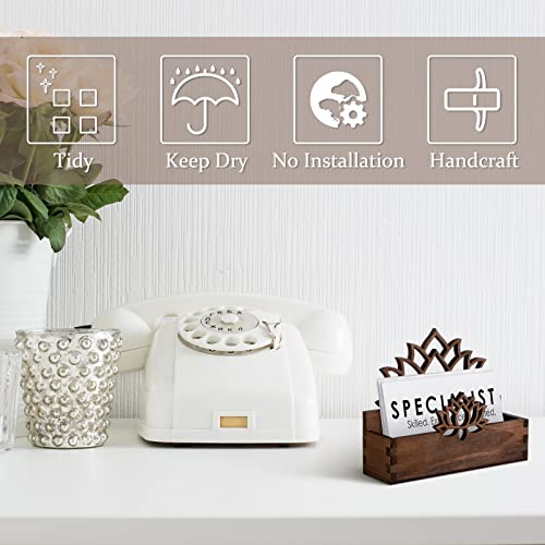 Qunclay 2 Pack Lotus Flower Business Card Holder, Wooden Decorative Business Card Holders for Desk Postcard Organizer Display Stand for Office Desktop(Dark Brown) - color: Dark Brown