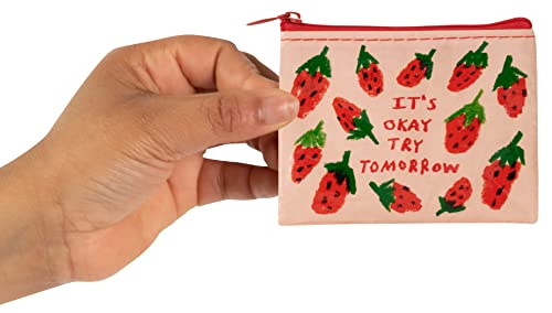 Blue Q Coin Purse - Cute Coin Pouch for Men & Women, Small Pouch Organizer - color: It's OK Try Tomorrow