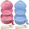 2 Sets 40 oz Microwave Ramen Bowl with Handles, Pink, Light Blue - color: Pink,Light Blue