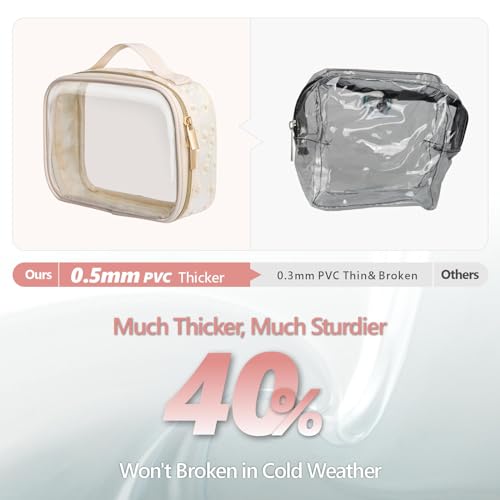 PACKISM Clear Makeup Bag Travel - TSA Approved Toiletry Bag, 2 Pack Beige - color: Beige