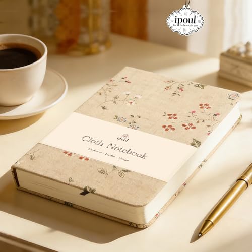 Floral Linen Journal, Similar Embroidered, Small Notebooks 5x7, Lay Flat Sketchbook, B6 Notebook, Hardcover, Lined & Unlined Notebook, Apricot - color: B6-Floral Apricot