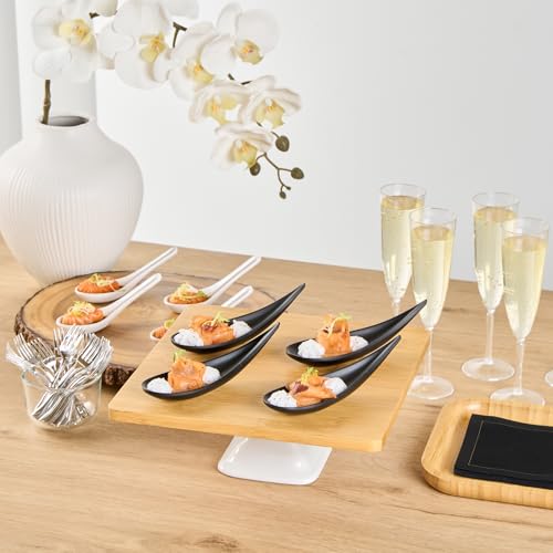 Restaurantware Black Melamine Teardrop Tasting Spoon, 4.3 In, 10 Pack - color: Black