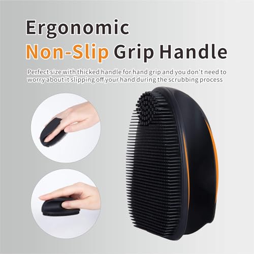 Silicone Face Scrubber for Men, 2 Pack Deep Cleaning Facial Brush, Manual Exfoliating Face Wash Brush for Blackhead Pore Cleansing, Sensitive Skin Care Tool for Women and Men - color: Black+black