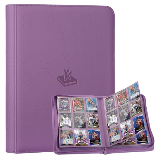Trading Card Binder 9 Pocket, 360 Pockets Card Collection Binder - color: Purple