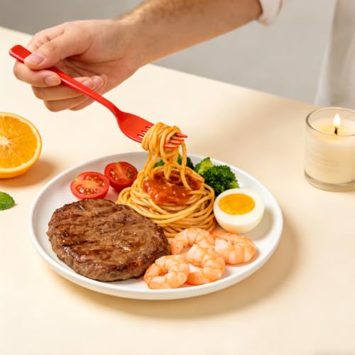 MOACOCK 200 Count Heavy Weight Red Plastic Spoons - color: Red