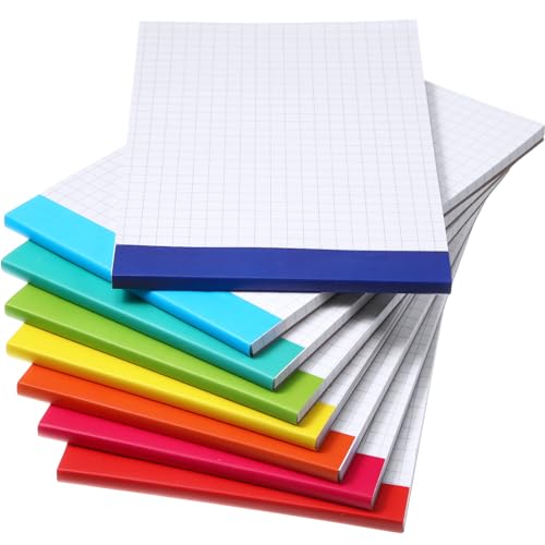 Jetec 8 Pcs Small Graph Paper Notepad 5 x 8 Inch Grid Notebooks,Rainbow - color: Rainbow