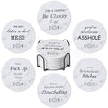 6Pcs Absorbent Coasters Set with Holder,Ceramic Drink Coaster,4 in（A10） - color: Style 10