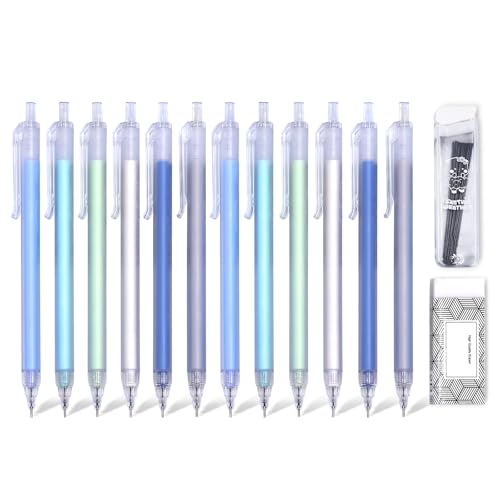 0.7mm Cute Mechanical Pencil Set 12 PCS Pastel Mechanical Pencils With 1 Erasers,1 Tube HB Lead Refill For Writing,Sketching,Drawing,Student Stationary