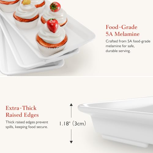 Bumusty 3-Tier Melamine Serving Tray Set, 11.5 x 5.6 in, Black Stand - color: Black, size: 11.8" x 5.7"