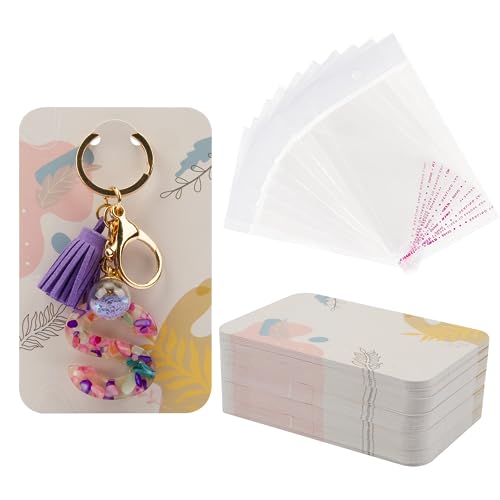 Temlum 3''x4.7'' Keychain Display Cards with Self-Sealing Bags, Plant 100p - color: Plants