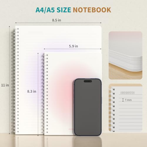 Oucaru A5 Spiral Notebook 4 Pack College Ruled Cute Pastel Notebooks - color: 4 Pack 4 Colors, size: 5.9" x 8.3"