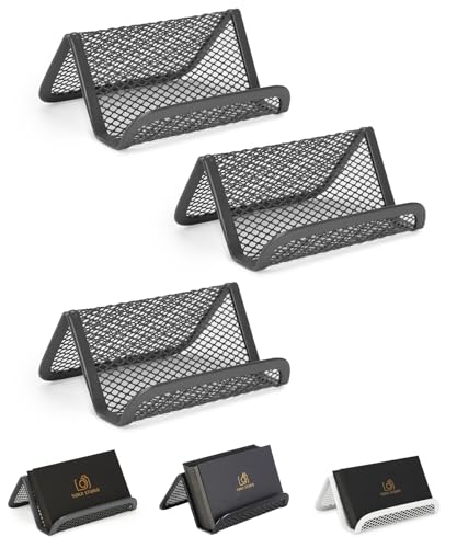Mr. Pen- Metal Mesh Business Card Holders, 3 Pack, Gray - color: Grey