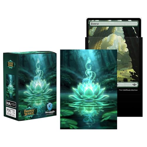 Katomula 100 MTG Card Sleeves with 100 Inner Sleeve, Textured Back Art Sleeves, Fit Standard Size Cards- Forest Lotus - color: Forest Lotus