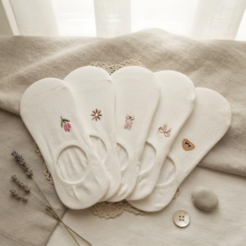 Women's Low Cut Cotton Ankle Socks, 5 Pairs Thin Breathable Casual Athletic Socks