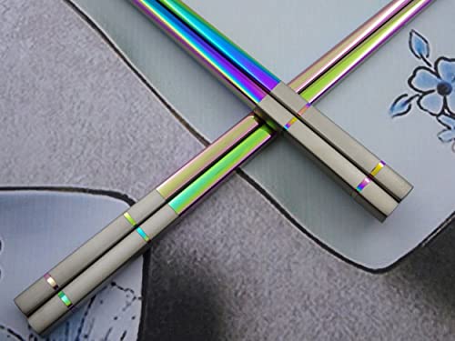 Albino Monkey Rainbow Metal Chopsticks Reusable Stainless Steel (5 Pairs)