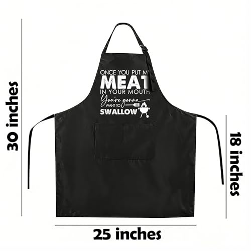 Funny Black Apron with Pockets for Man,Dad,Husband,Father in Law,Chef Daddy Women Grilling Apron BBQ Cooking Gifts - color: Apron-3