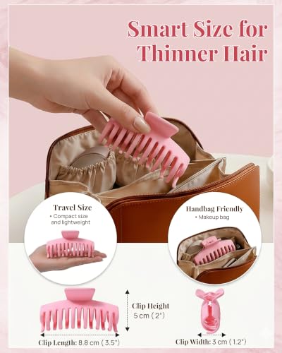 Mesovor 4 Pack 3.5" Double Row Teeth Claw Clips for Thin Fine Hair Non-Slip - color: Colorful Matte