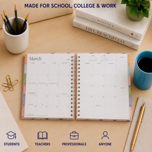WORLD TRAVELER Academic Planner School Organizer Jul 2026-Dec 2027, 7"x9" - color: Pink Stripe