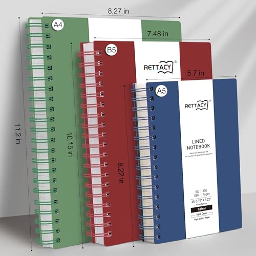 RETTACY Spiral College Ruled Notebook, 300 Pages, A5 Size (5.7" x 8.2") - color: Navy Blue, size: 5.7" x 8.2"