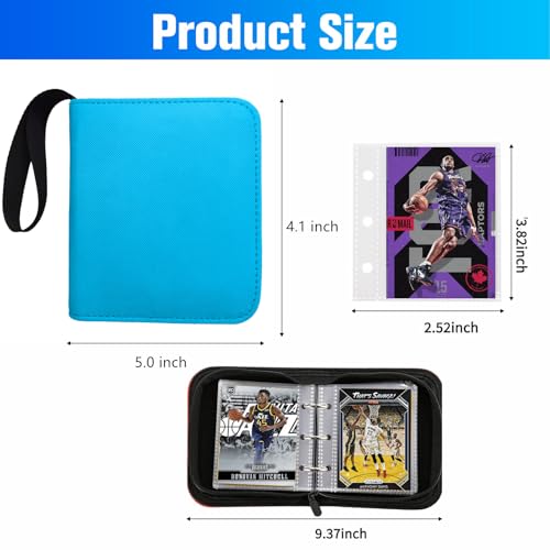 Mini Trading Card Binder for 80+ Cards - Lightweight Portable Top Loading Album with Secure Pockets for TCG, MTG, Baseball, Football, Sports & Game Cards (Sky Blue) - color: Sky Blue