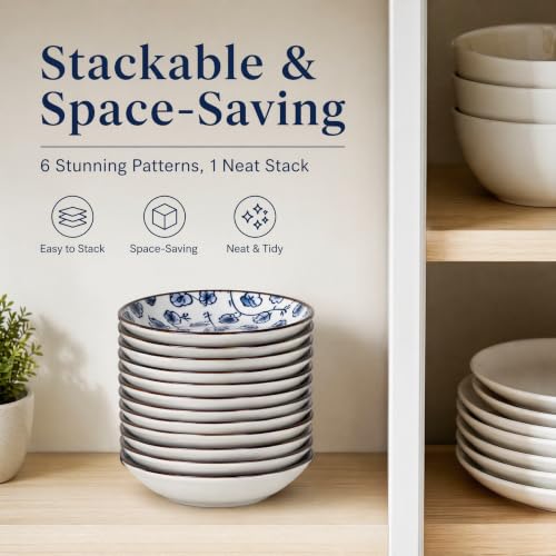 ZENFUN 12 Pcs Soy Sauce Dishes, Tiny Bowls, 3 oz Dipping Bowls for Condiment Sushi, Elegant Mini Bowl for Side Dish, Ketchup, Appetizer Plates, Ceramic, Blue and White - size: mini