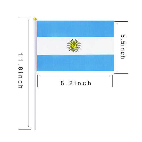 25 Pack Hand Held Small Mini Argentina Argentine Stick Flag Round Top National Country Flags,Party Decorations Supplies For Parades,World Cup,Festival Events,International Festival - color: Argentina