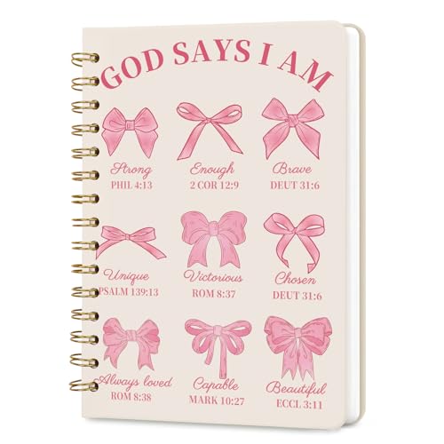 Lined Spiral Journal Notebook for Work A5, 160 Pages, Pink Bow - color: Bow Pink