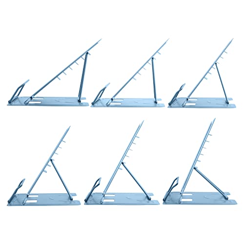 Honagu Metal Desk Book Holder, Hands Free Adjustable Cookbook & Document Holder, Portable Bookstand for Music Books, Textbooks, Recipes, Tablets & iPads (Light Blue) - color: Light Blue