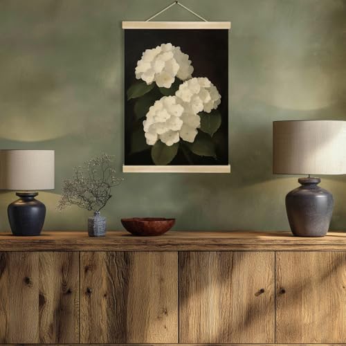 You found a duck Vintage White Hydrangea Poster Wall Art Decor,Retro Hydrangea Wall Art,Flower Linen Hanging Poster for Bedroom Living Room Office, 18.5X14inch (HD014) - color: HD014