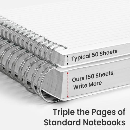 EMSHOI Lined Spiral Journal Notebook, 300 Pages, A4 Size (8.2'' x 11.2'') - color: Transparent, size: A4