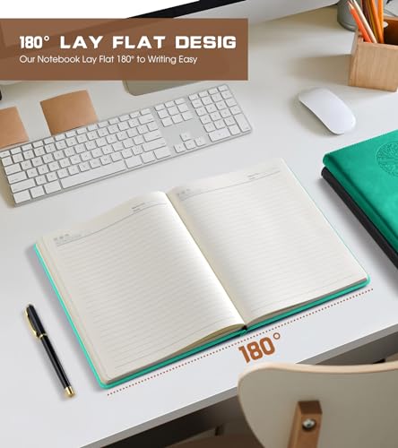 Biuwory B5 Leather Journal Notebook, 256 Lined Pages, Hardcover 7.8"×10.2" - color: Blue, size: Lined-256 Pages (7.8"×10.2")