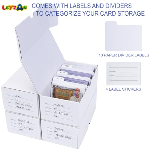 Trading Card Storage Box, 4-Pack 400 Count Cardboard TCG & Sport Card Box - size: 4 piece 7in for Standard