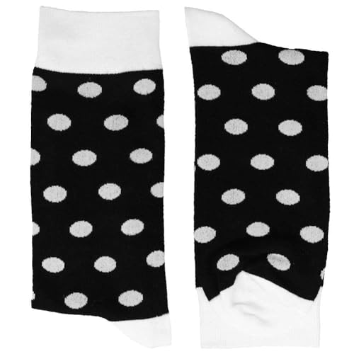 tiemart Men's Socks, Fits Men's Shoe Sizes 8-12 - color: Black and White Polka Dot