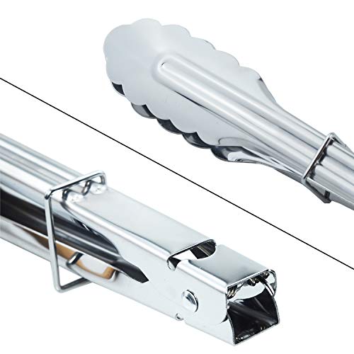 HINMAY 4PCS Stainless Steel Food Tongs Set Kitchen Metal Tongs (9/12 Inch) - size: 9" 9" 12" 12"