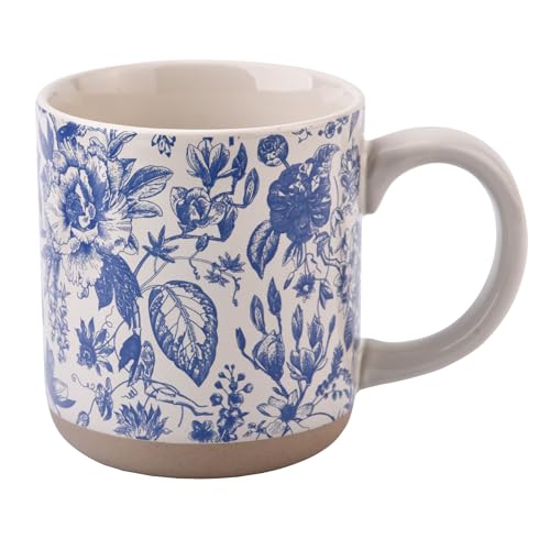 Sweet Water Decor Blue Delft Stoneware Coffee Mugs - 14oz Cute Coffee Mugs for Hot & Cold Drinks - Dishwasher & Microwave Safe - Spring Home Decor and Gift - Ideal Tea & Espresso Mugs - style: Blue Delft