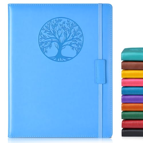 Biuwory Leather Journal Notebook, 256 Thick Lined Pages, Hardcover 8.6"×11" - color: Light blue, size: Lined-256 Pages (8.6"×11")