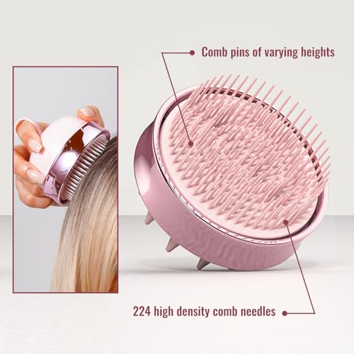 SHINLEA 2 in 1 Scalp Massager Hair Growth,Scalp Scrubber with Soft Silicone Bristles for Dandruff Removal,Shampoo Brush for Exfoliation,Head Massager for Both Wet and Dry Use (Pink) - color: Pink
