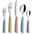 ANNOVA Silverware Set Stainless Steel Colorful Handle Tableware Kitchen Flatware Set Utensils, Includes Dinner Knives, Forks, Spoons, Salad Forks & Dessert Spoons (Pastel Mix, 20 Pieces) - color: Mixed Pastel 20Pieces