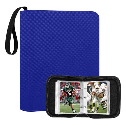 Mini Trading Card Binder for 80+ Cards - Lightweight Portable Top Loading Album with Secure Pockets for TCG, MTG, Baseball, Football, Sports & Game Cards (Blue) - color: Blue