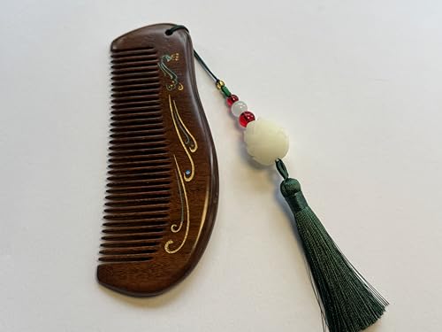 Handmade wooden hair comb, natural sandalwood comb, anti-static wooden combs, with sandalwood fragrance, good for hair growth, suitable for ladies and girls. (moon comb) - color: moon comb