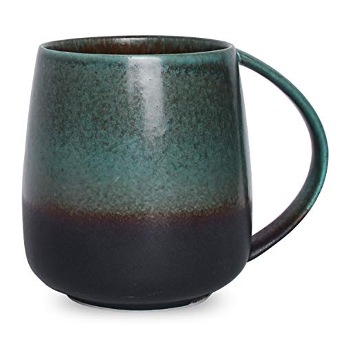 Bosmarlin Matte Ceramic Coffee Mug, Tea Cup for Office and Home, 13 oz, Dishwasher and Microwave Safe, 1 Pack (Forest night) - color: Forest night