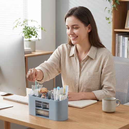 School Supplies Organizer with Drawers, Pen Holder, Blue - color: Blue, size: C
